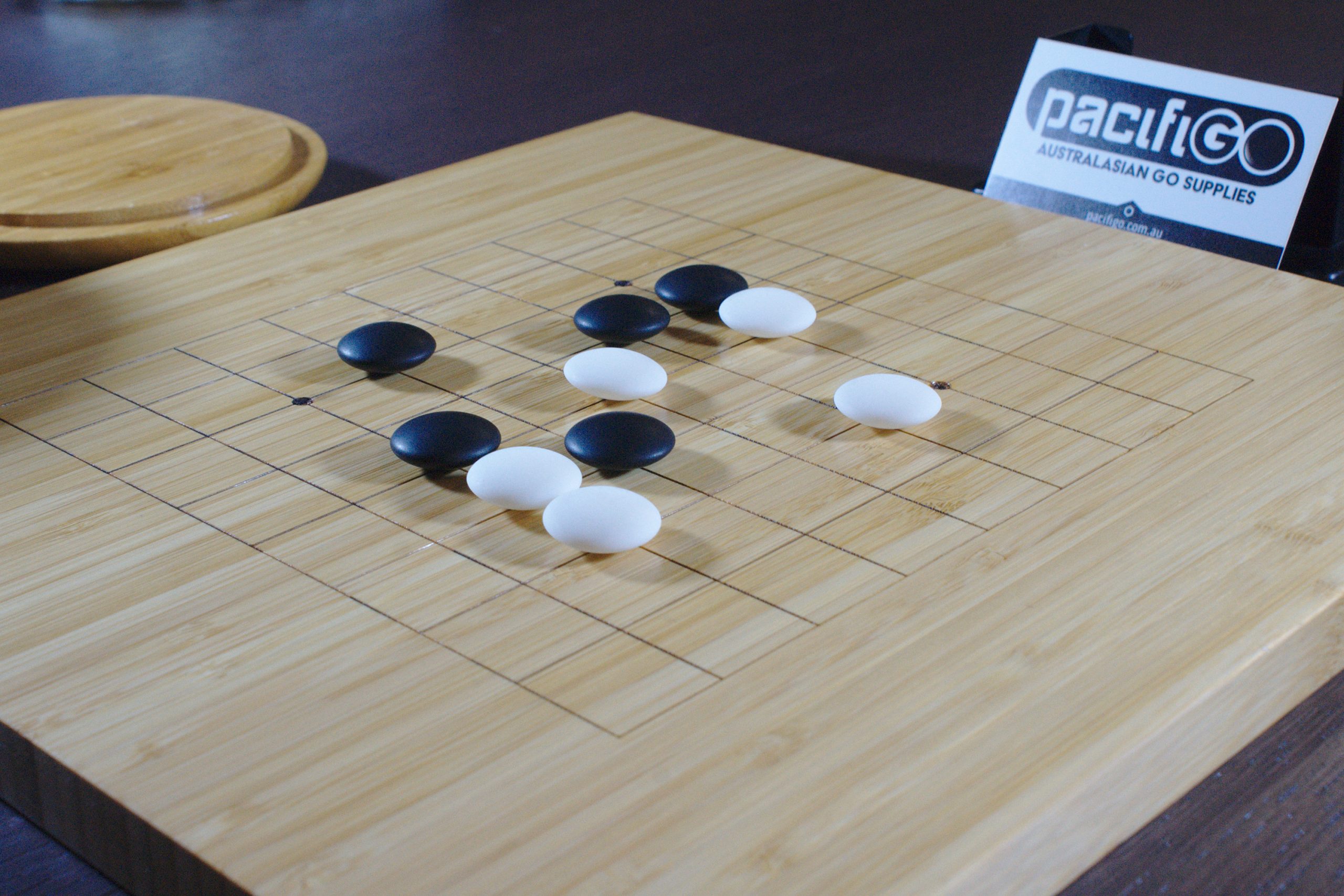 Go Set 13x13 Reversible Bamboo Table Board with Uniconvex Yunzi Stones 
